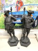 PAIR OF CAST METAL FRENCH RENAISSANCE SOLDIERS 54CM