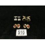 A PAIR OF ENAMEL CUFFLINKS AND TWO OTHER PAIRS OF CUFFLINKS.