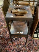 SMALL GEORGIAN MAHOGANY TWO TIER WASHSTAND WITH SINGLE DRAWER. 30X74 CMS.