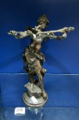 ART NOUVEAU STYLE BRONZE FIGURE OF A LADY, 36 CMS.