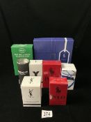 RALPH LAUREN TWO BOXES RED MENS AFTER SHAVE , PACO ROBANNE, BRUT, YSL, RALPH LAUREN BOXED SET.