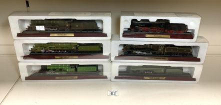 SIX SCALE COLLECTORS MODELS OF STEAM LOCOMOTIVES - PLM MOUNTAIN CLASS, PLM PACIFIC AND FOUR OTHERS.