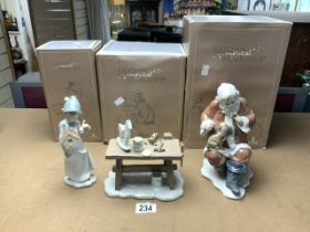 LLADRO THREE-PIECE SET OF - SANTA'S MAGICAL WORKSHOP, IN BOXES.