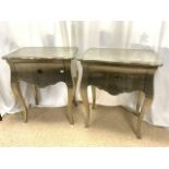 PAIR OF METAL BEDSIDE CHESTS OF DRAWERS 62 X 73 X 40CM