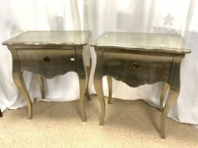 PAIR OF METAL BEDSIDE CHESTS OF DRAWERS 62 X 73 X 40CM