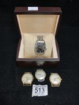 THREE GENTS 1960s WRISTWATCHES AND A MODERN WATCH.