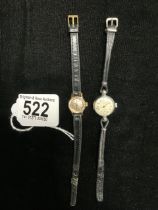 A LADIES OMEGA WRISTWATCH AND A LADIES JW BENSON WRISTWATCH.