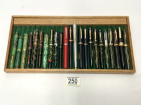 SHEAFFERS SNORKEL FOUNTAIN PEN, AND A LARGE SELECTION OF SHEAFFERS AND OTHER FOUNTAIN PENS. SOME