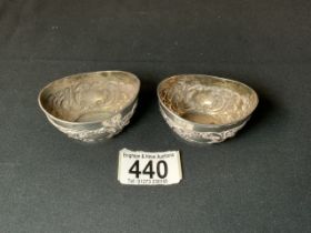 PAIR OF HALLMARKED SILVER SALTS BY JOSEPH GLOSTER LTD; DATED 1900; 6.5CM; 44 GMS
