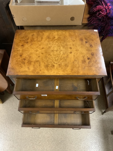 WALNUT REPRODUCTION CHEST OF FOUR DRAWERS 70 X 92CM - Image 2 of 3