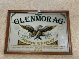 A GLENMORAG ADVERTISING MIRROR, 80X65.