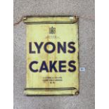 A LYONS CAKES ENAMEL DOUBLE SIDED SIGN, 42X64 CMS.