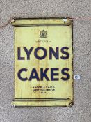 A LYONS CAKES ENAMEL DOUBLE SIDED SIGN, 42X64 CMS.