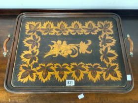 VINTAGE POKER WORK TRAY WITH FLOWERS AND LEAVES 66 X 47CM