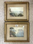 GEORGE SYDNEY WATERLOW SIGNED WATERCOLOURS 1873 CAPRI FROM SORRENTO AND PALMERO BOTH FRAMED AND
