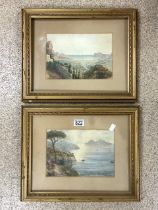 GEORGE SYDNEY WATERLOW SIGNED WATERCOLOURS 1873 CAPRI FROM SORRENTO AND PALMERO BOTH FRAMED AND