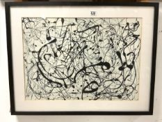 JACKSON POLLOCK PRINT FRAMED AND GLAZED 88 X 69CM