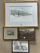 A DRAWING OF CHICHESTER TERRACE BY AMANDA DAVIDSON 95, 44X28 CMS, AND THREE OTHER BRIGHTON SCENES.