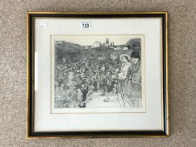 LIMITED EDITION ETCHING ' GRAPE PICKERS ' 94/250, 34X28 CMS.