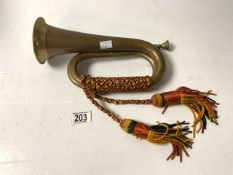 A COPPER AND BRASS BUGLE.