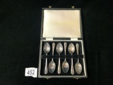 CASED SET OF HALLMARKED SILVER TEA SPOONS BY HENRY ATKIN DATED 1930