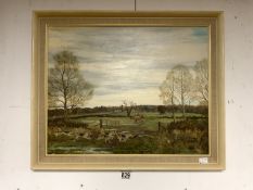 H H GREENWOOD (ENGLAND) OIL ON BOARD SIGNED TITLED AWAY FROM LONGWOOD WOODEATON 58 X 48CM
