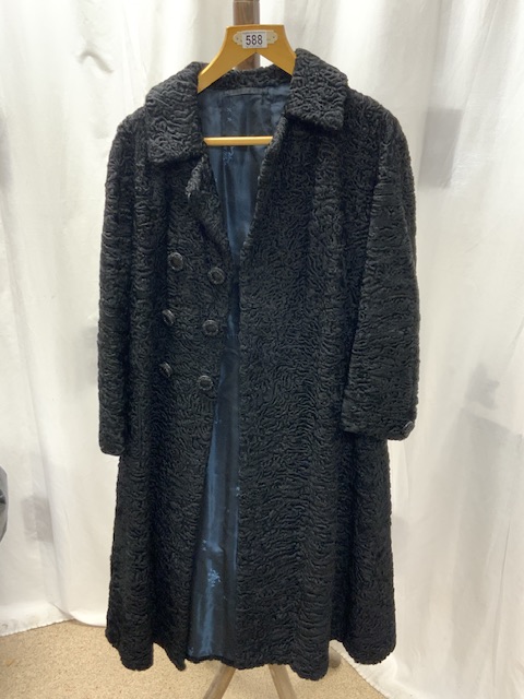 BLACK ASTRAKHAN LAMBSWOOL COAT SIZE 10 - 12