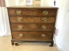 GEORGIAN MAHOGANY FOUR DRAWER BATCHELORS CHEST, WITH OAK LINED DRAWERS, 84X50X78 CMS.