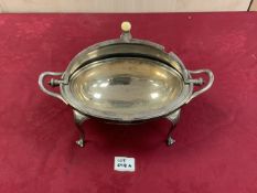 A SILVER-PLATED BACON WARMER DISH.MARKED HARRODS