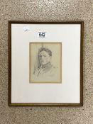 SIGNED PENCIL SKETCH OF A WW1 SOLDIER DATED 1917 FRAMED AND GLAZED 32 X 37CM