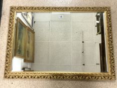 LARGE MODERN BEVELLED EDGE GILDED MIRROR 104 X 74CM