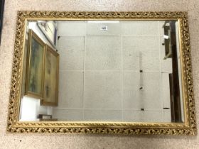 LARGE MODERN BEVELLED EDGE GILDED MIRROR 104 X 74CM