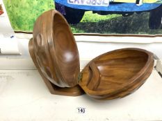 LARGE CARVED WALNUT SHAPED NUT DISH, 20X30 CMS.