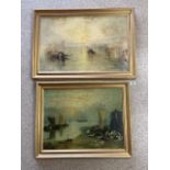 TWO J M TURNER BICENTENARY COLLECTION REPRODUCTION PICTURES ( THE SUN RISING THROUGH VAPOUR 1807 )