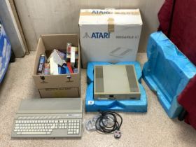 ATARI MEGAFILE 60; WITH BOX, ATARI 520 ST KEYBOARD, GAMES AND ACCESSORIES.