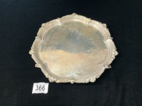 HALLMARKED SILVER SHAPED CIRCULAR SALVER, LONDON 1870, MARTIN HALL & CO [ RICHARD MARTIN &