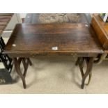 ANTIQUE OAK TWO DRAWER CONSOLE TABLE 81 X 45CM