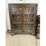 ART DECO DISPLAY CABINET WITH STAIN GLASS FRONT 92 X 118CM