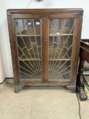 ART DECO DISPLAY CABINET WITH STAIN GLASS FRONT 92 X 118CM