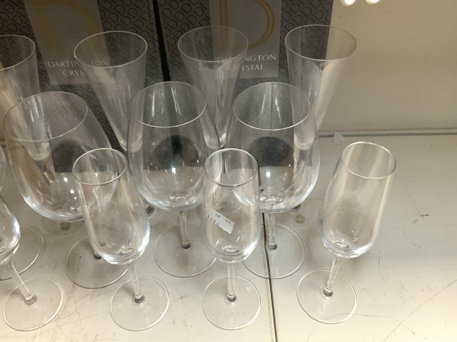 FOUR DARTINGTON CRYSTAL CHAMPAGNE FLUTES IN BOXES, FOUR MORE WITHOUT BOX AND FOUR WINE GLASSES. - Image 3 of 4