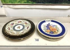 THREE PORCELAIN ROYAL HORTICULTURAL FLORAL DECORATED CABINET PLATES AND THREE OTHER PORCELAIN