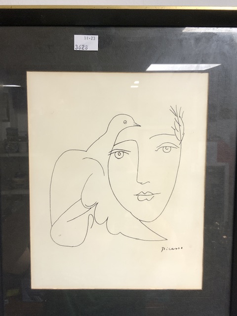 PICASSO AND MATISE PRINTS WITH A SIGNED PENCIL SKETCH ALL FOUR FRAMED AND GLAZED LARGEST 44 X 53CM - Image 4 of 9