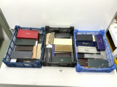 THREE CRATES OF VINTAGE FOUNTAIN PEN BOXES ETC INC PARKER, WYVERN ETC.