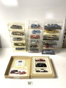 SEVEN SOLIGOR CLASSIC CARS IN DISPLAY BOXES, AND SIX VINTAGE CLASSIC CARS IN DISPLAY BOXES.