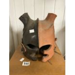 TERRACOTTA HELMET WITH LEATHER INNERS