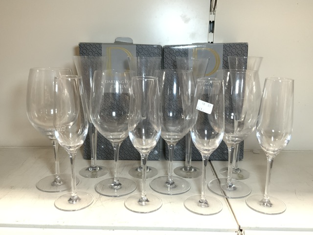 FOUR DARTINGTON CRYSTAL CHAMPAGNE FLUTES IN BOXES, FOUR MORE WITHOUT BOX AND FOUR WINE GLASSES. - Image 4 of 4