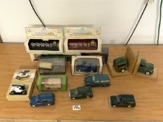 TWO MATCHBOX MODELS OF THE QUEENS GOLDEN COACH, CORGI LONDON OPEN TOP BUS AND MORE.