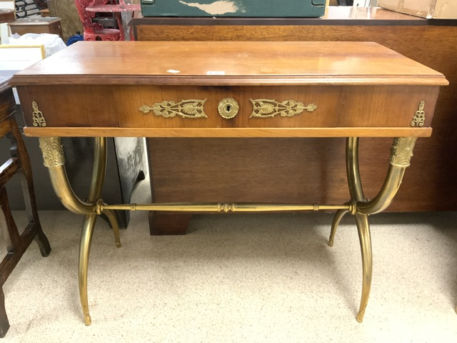 NEOCLASSICAL WRITING DESK/SOFA BRASS LEGS AND ORMALU MOUNTS 94 X 44CM - Image 3 of 4