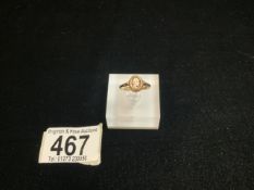 A 375 HALLMARKED CAMEO RING, SIZE O.