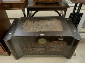 CHINESE CARVED WOODEN CAMPHOR CHEST 102 X 53CM